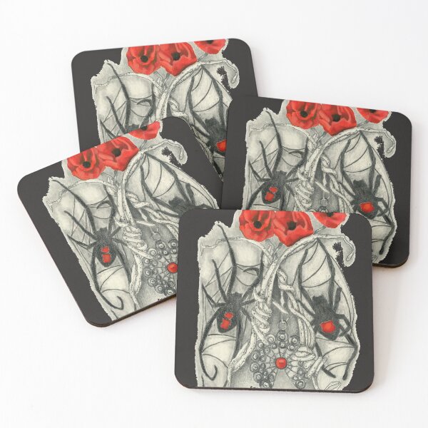 Item preview, Two spiders and three red poppies designed and sold by KnowingWonder.