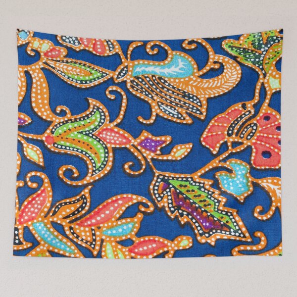 Item preview, Painted Floral Pattern On Blue Background designed and sold by TheCatmeow2000.