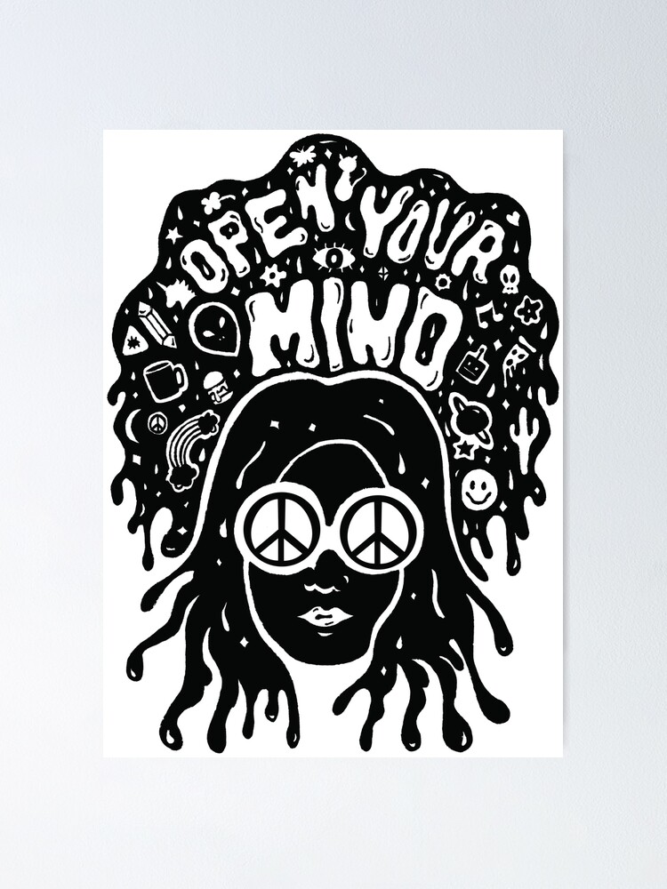 Alternate view of Open Your Mind in black Poster