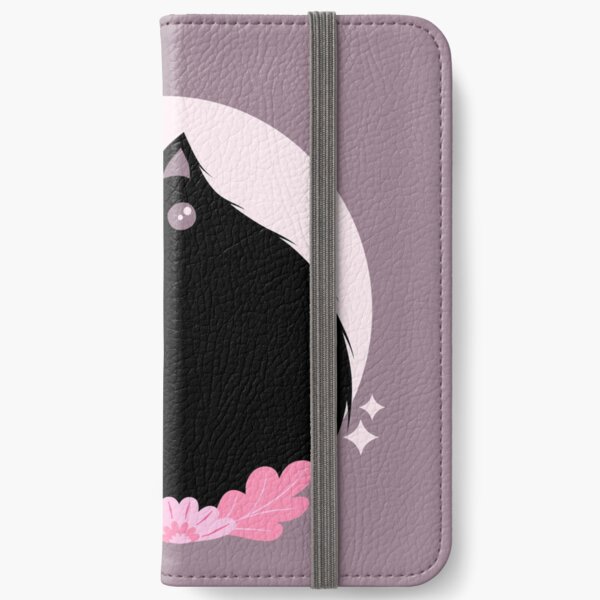 Black Cat with Mushrooms (Dark) iPhone Wallet