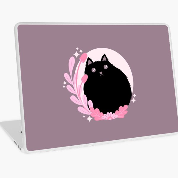 Black Cat with Mushrooms (Dark) Laptop Skin