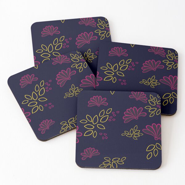 Item preview, floral print on midnight blue background seamless repeat pattern designed and sold by DesignsByMadiha.