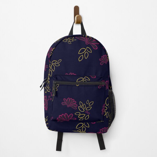 Item preview, floral print on midnight blue background seamless repeat pattern designed and sold by DesignsByMadiha.