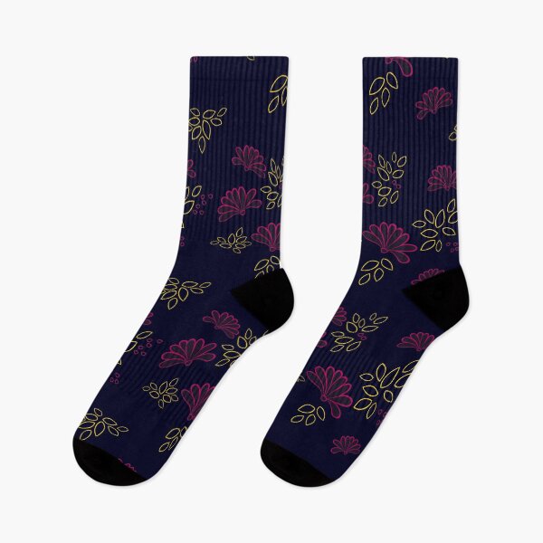 Item preview, floral print on midnight blue background seamless repeat pattern designed and sold by DesignsByMadiha.