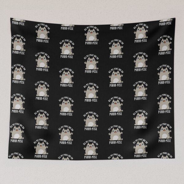 Item preview, All My Puns Are On Purrr-pose Funny Cat Puns (Dark BG) designed and sold by punnybone.