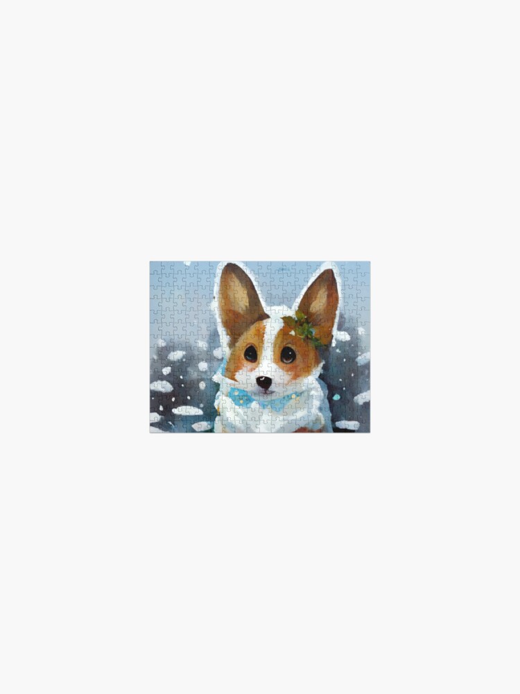 Cute Corgi in Snow Jigsaw Puzzle for Sale by Paint-of-Heart