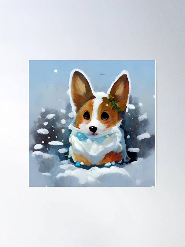 Cute Corgi in Snow Jigsaw Puzzle for Sale by Paint-of-Heart