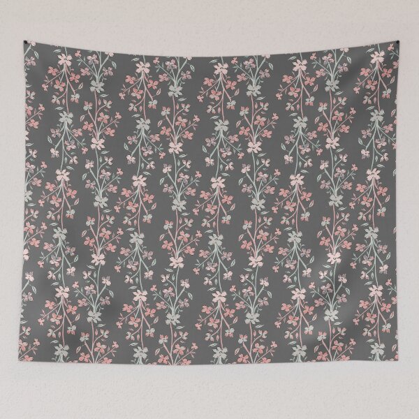Item preview, Floral Vertical Stripe Charcoal designed and sold by pear-la.