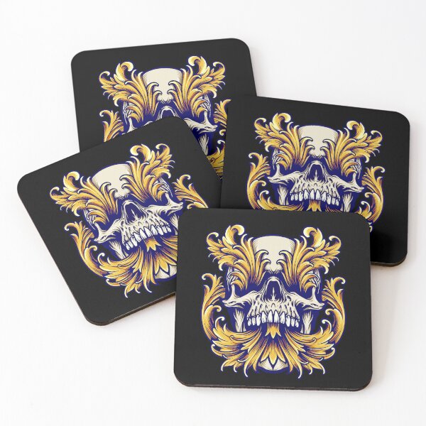 Item preview, Angry Skull Victorian Gold Ornaments  designed and sold by Shuvra Gain.