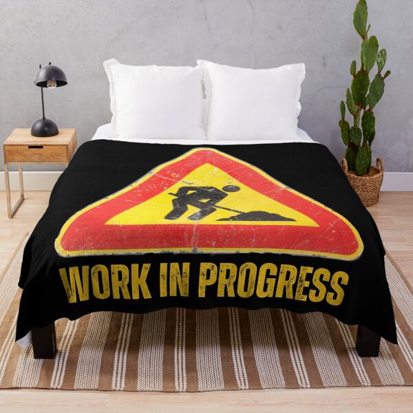 Item preview, Work in Progress. Sign. Yellow Red Black, Yellow Text Distressed Used designed and sold by JellyBeenzz.