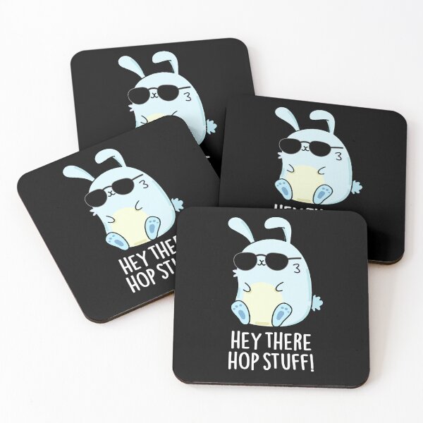 Item preview, Hey There Hop Stuff Funny Rabbit Puns (Dark BG) designed and sold by punnybone.