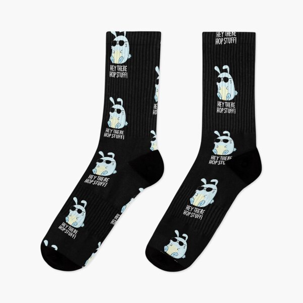 Item preview, Hey There Hop Stuff Funny Rabbit Puns (Dark BG) designed and sold by punnybone.