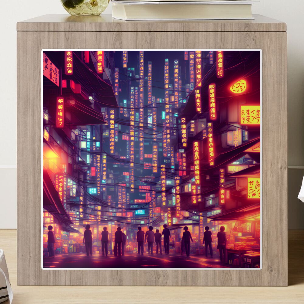 Tokyo - Night Market Cyberpunk Wallpaper Painting