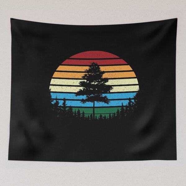 Item preview, Retro Sunset Happy Tree Vintage Style designed and sold by RoguePixel.