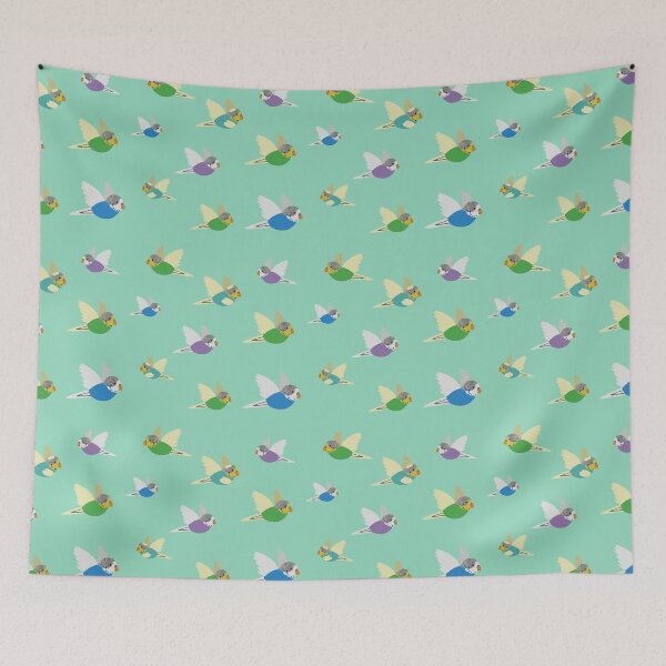 Item preview, Colorful Flying Budgies (Parakeets) designed and sold by SaraNArt.