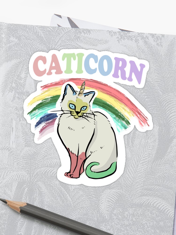 Unicorn Rainbow Caticorn Cat Funny Cats Lovers Shirt Sticker By Ducky1000