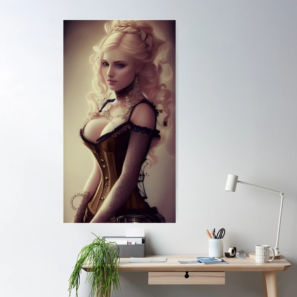 Sexy Blonde Vampire in Corset Dress Seductress Dark Artwork Sticker for  Sale by Eliteijr
