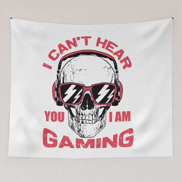 Item preview,  gaming skull I can't hear you I am gaming  hoodie  designed and sold by Artezia.
