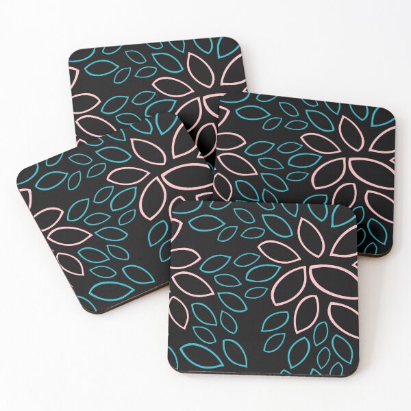 Item preview, Abstract seamless repeat floral texture pattern design in black teal | turquoise and pink designed and sold by DesignsByMadiha.