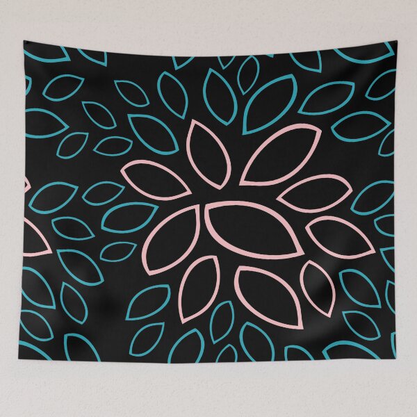 Item preview, Abstract seamless repeat floral texture pattern design in black teal | turquoise and pink designed and sold by DesignsByMadiha.