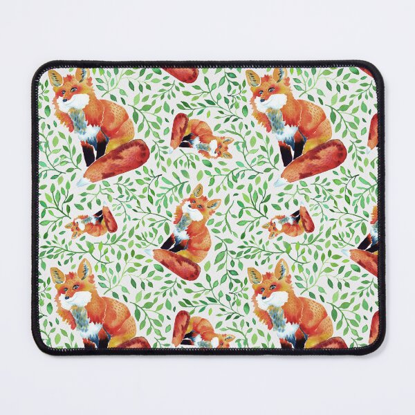 Item preview, Fox watercolor with green foliage designed and sold by SandraArtStudio.