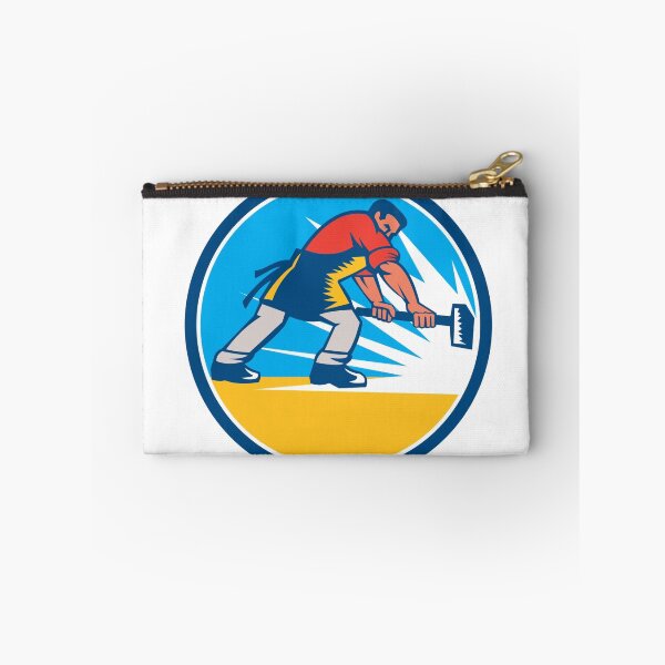 Item preview, Blacksmith Worker Striking Sledgehammer Circle Retro designed and sold by patrimonio.