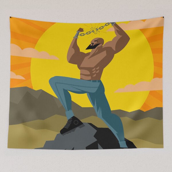 Item preview, african slave breaking chains in the mountains designed and sold by matintheworld ( delcarmat ).