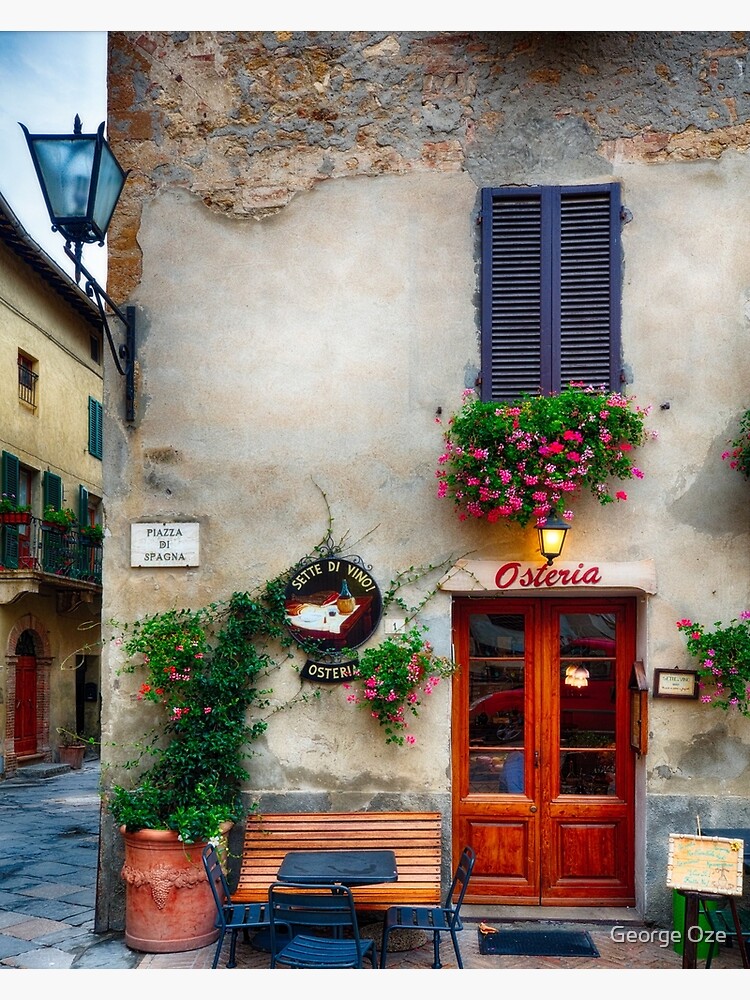 "Quaint Restaurant Building in Pienza, Tuscany, Italy" Art Print for