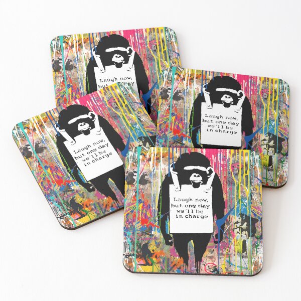 Item preview, Banksy Animales Graffiti Plantilla Arte Collage Laugh Now Chimpancé designed and sold by WE-ARE-BANKSY.