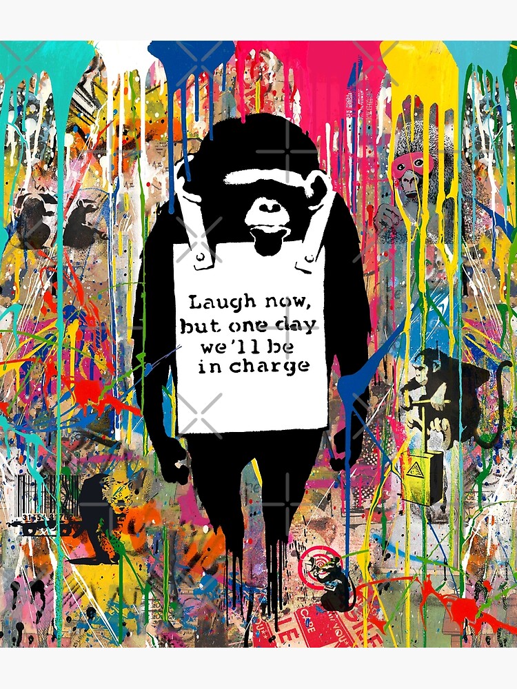 Laugh Now Monkey Banksy Wall Sticker WS-51322