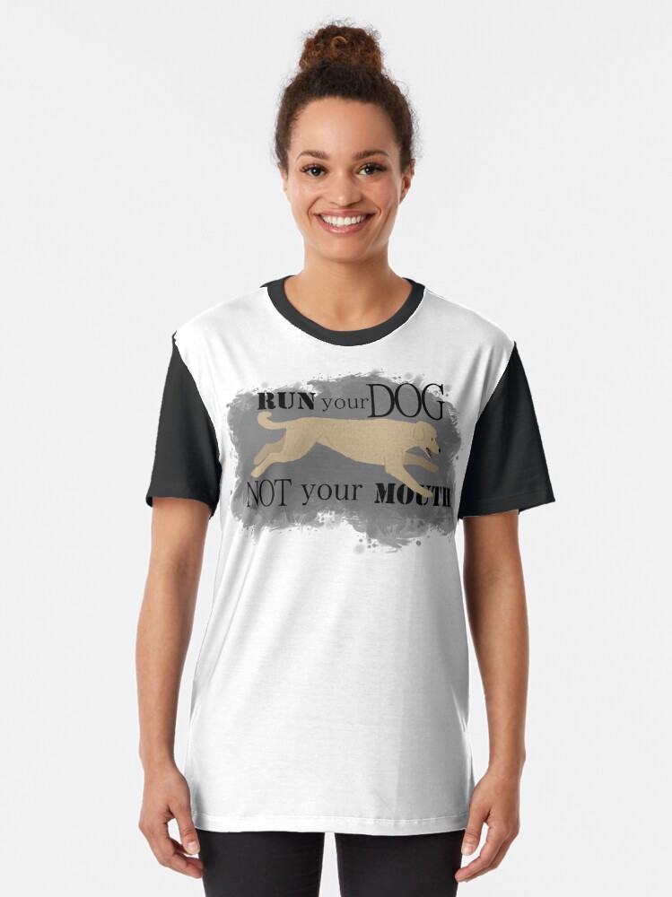 Alternate view of Run Your Dog Not Your Mouth Poodle apricot Graphic T-Shirt