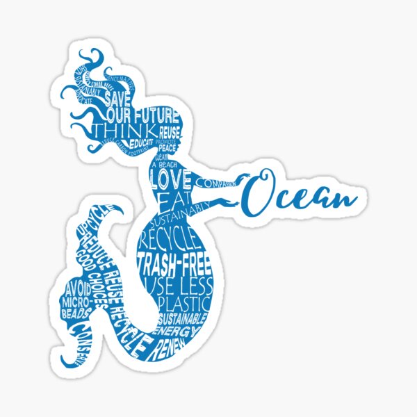 Ocean Mermaid - Word Bubble Blue Sticker