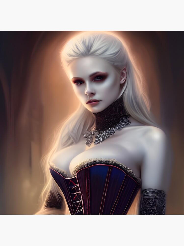 Sexy Blonde Vampire in Beautiful Corset Dress Dark Artwork | Poster