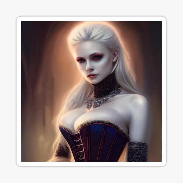 Sexy Blonde Vampire corset Dress Seductress Artwork Sticker for