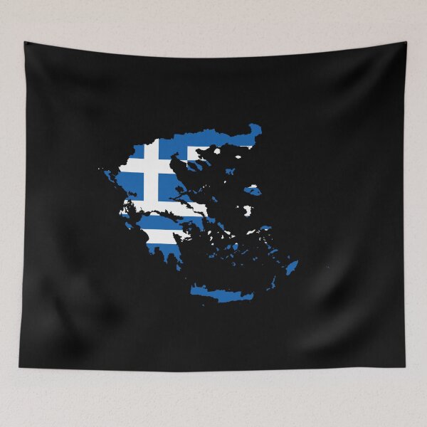 Item preview, Greece Flag Map designed and sold by MapsClouds.