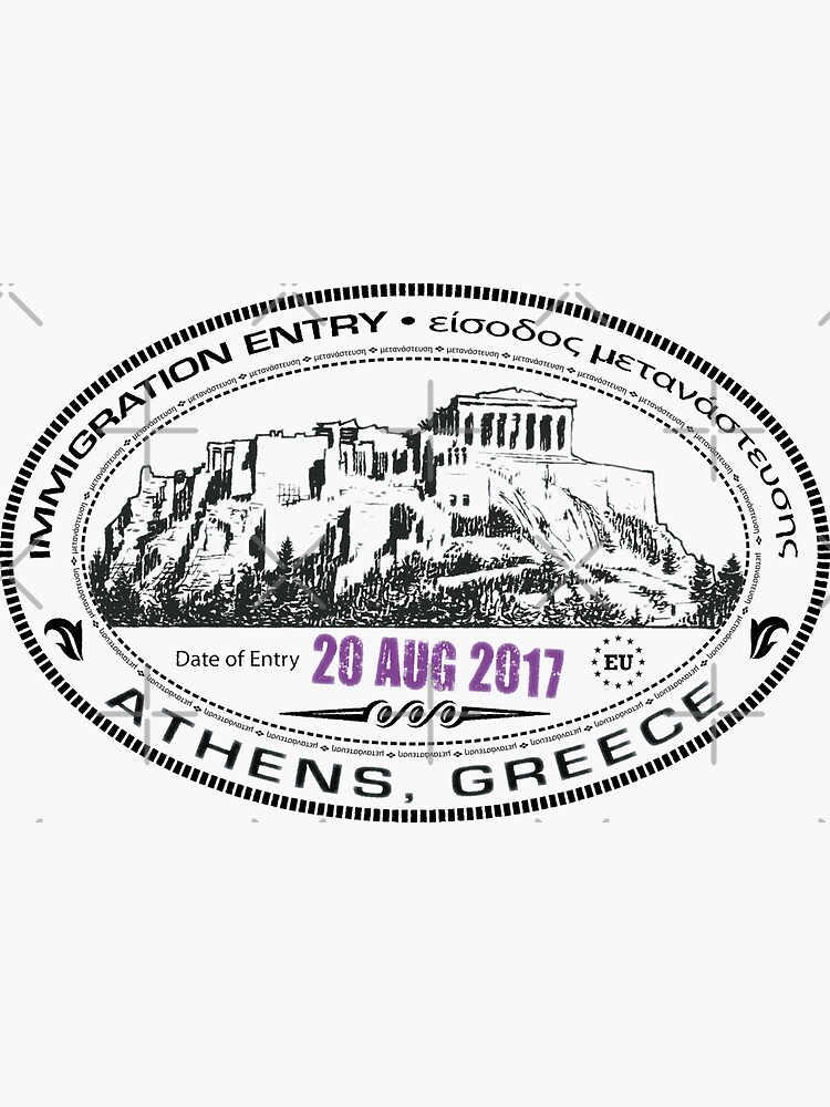 Passport Stamp Athens Greece Sticker