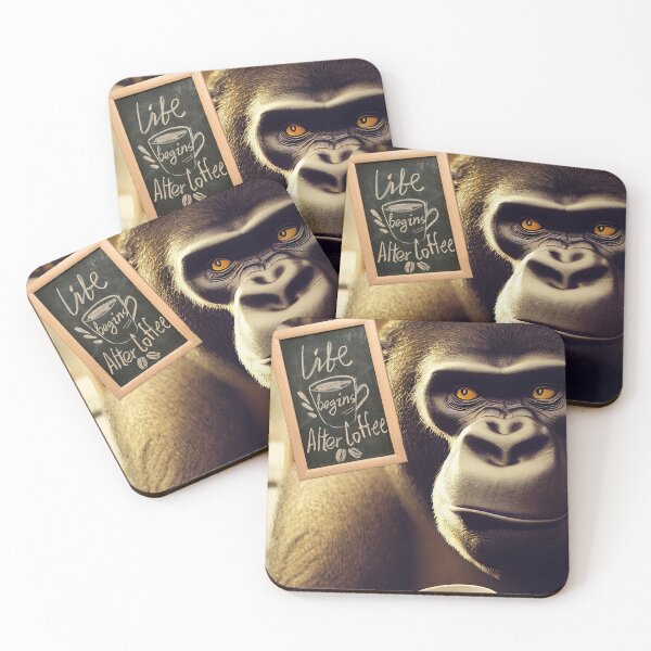 Item preview, Coffee Gorilla, bad mood fun greetings card, or iPhone case designed and sold by DigitalDreamArt.