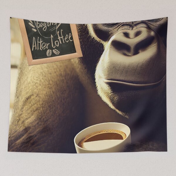 Item preview, Coffee Gorilla, bad mood fun greetings card, or iPhone case designed and sold by DigitalDreamArt.