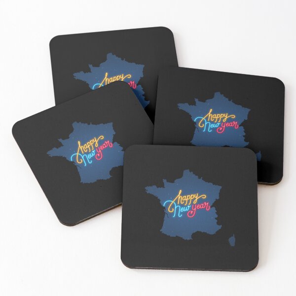 Item preview, FRANCE map, colorful text for Happy New Year, Neon Lights designed and sold by SatishOommen.