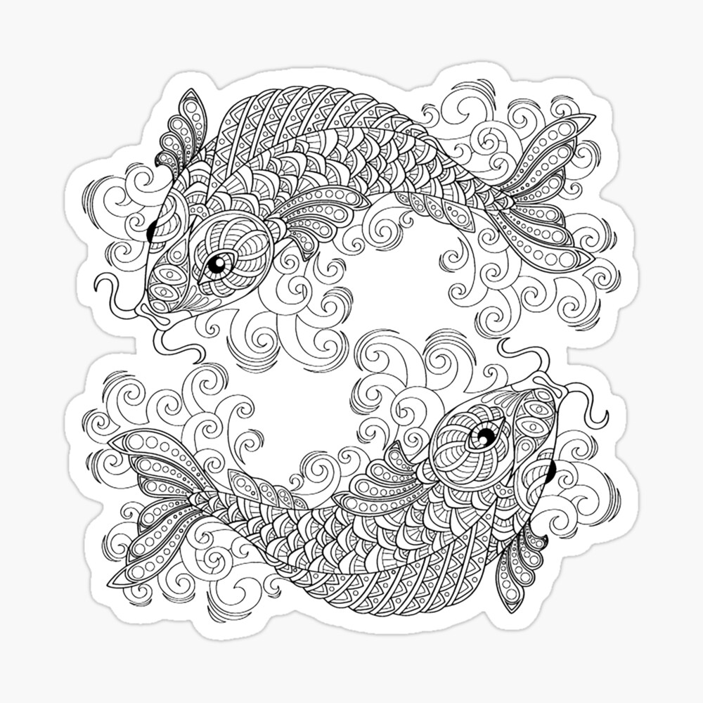 adult coloring book for clothing acccessories two fishes drawing poster by webpatty redbubble