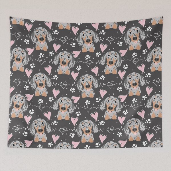 Item preview, LOVE Blue Silver Dapple Dachshund Sausage Dog designed and sold by Lulupainting.