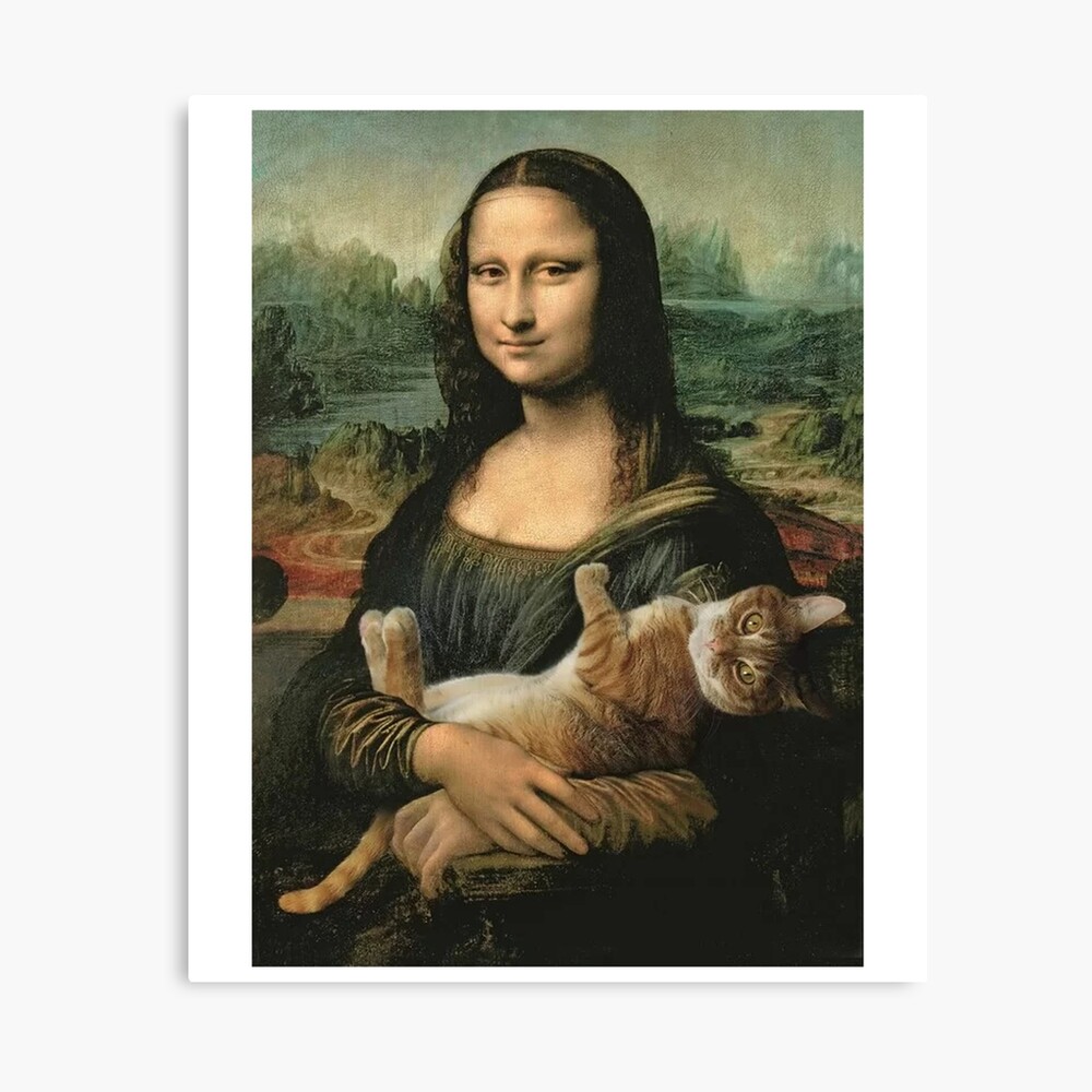 Monalisa with Cat Graphic · Creative Fabrica