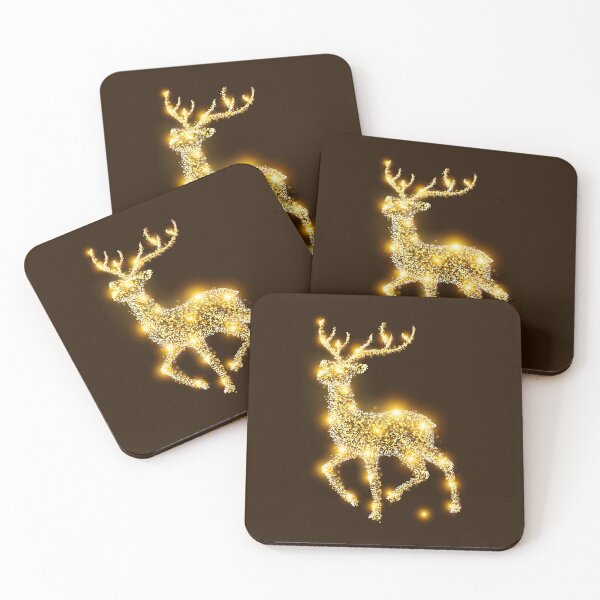 Item preview, " Global: 2022/today - Rudolf Reindeer in a golden Christmas luxury glitter look... designed and sold by MOUNTAINS on FIRE.