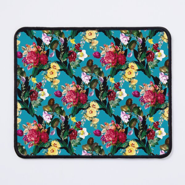 Item preview, Flowers in a diamond floral chain pattern, decorative pattern, modern design, flowers repeat pattern,blue turquoise floral designed and sold by ZeinabTaha.