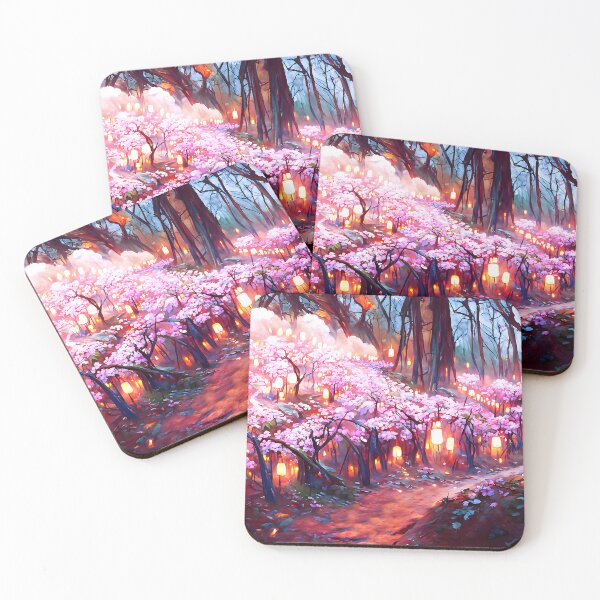 Item preview, Cherry Blossom Path Lit by Lanterns designed and sold by lostcauseblue.