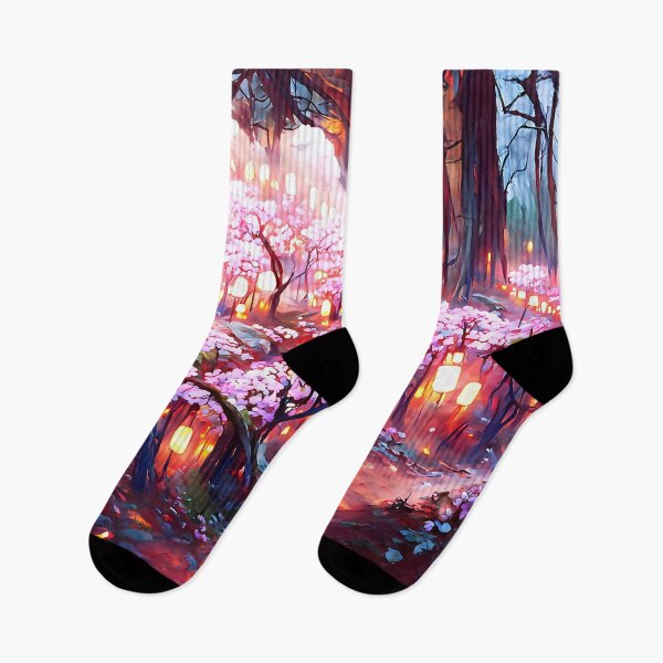 Item preview, Cherry Blossom Path Lit by Lanterns designed and sold by lostcauseblue.