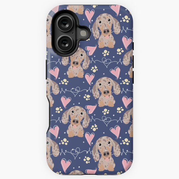 Vista previa del artículo con la obra «Perro salchicha Dachshund tordillo de chocolate LOVE», diseñado y vendido por Lulupainting.