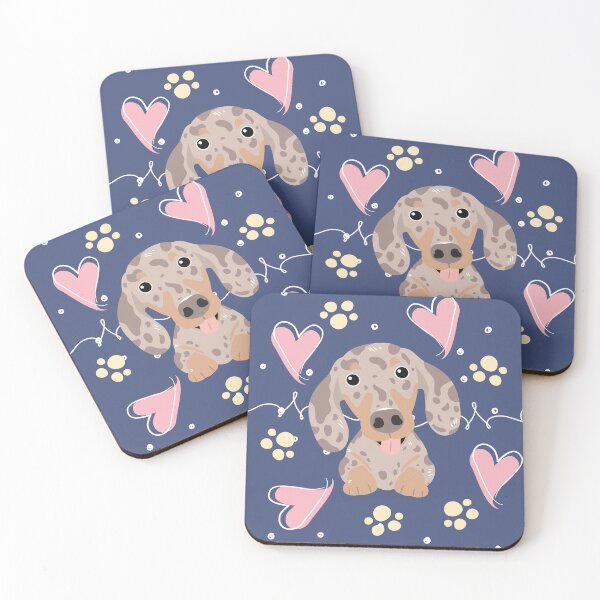Item preview, LOVE Chocolate Dapple Dachshund Sausage Dog designed and sold by Lulupainting.