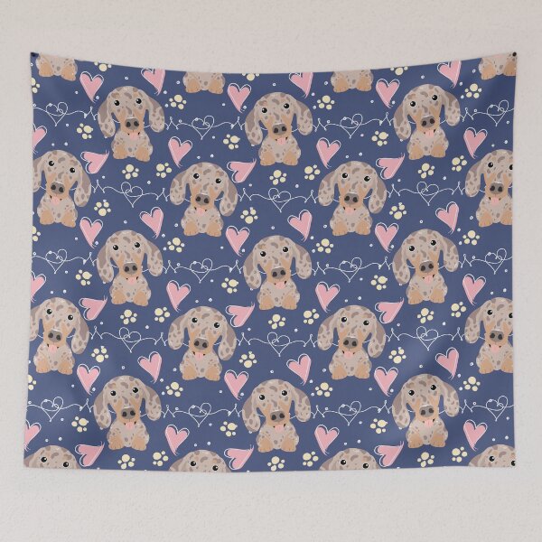 Item preview, LOVE Chocolate Dapple Dachshund Sausage Dog designed and sold by Lulupainting.