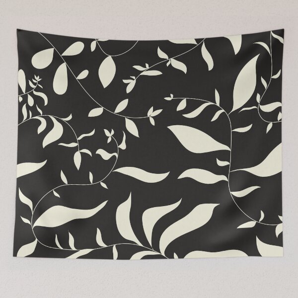 Item preview, Black And White Floral Leaves Pattern designed and sold by MakeitMelo.